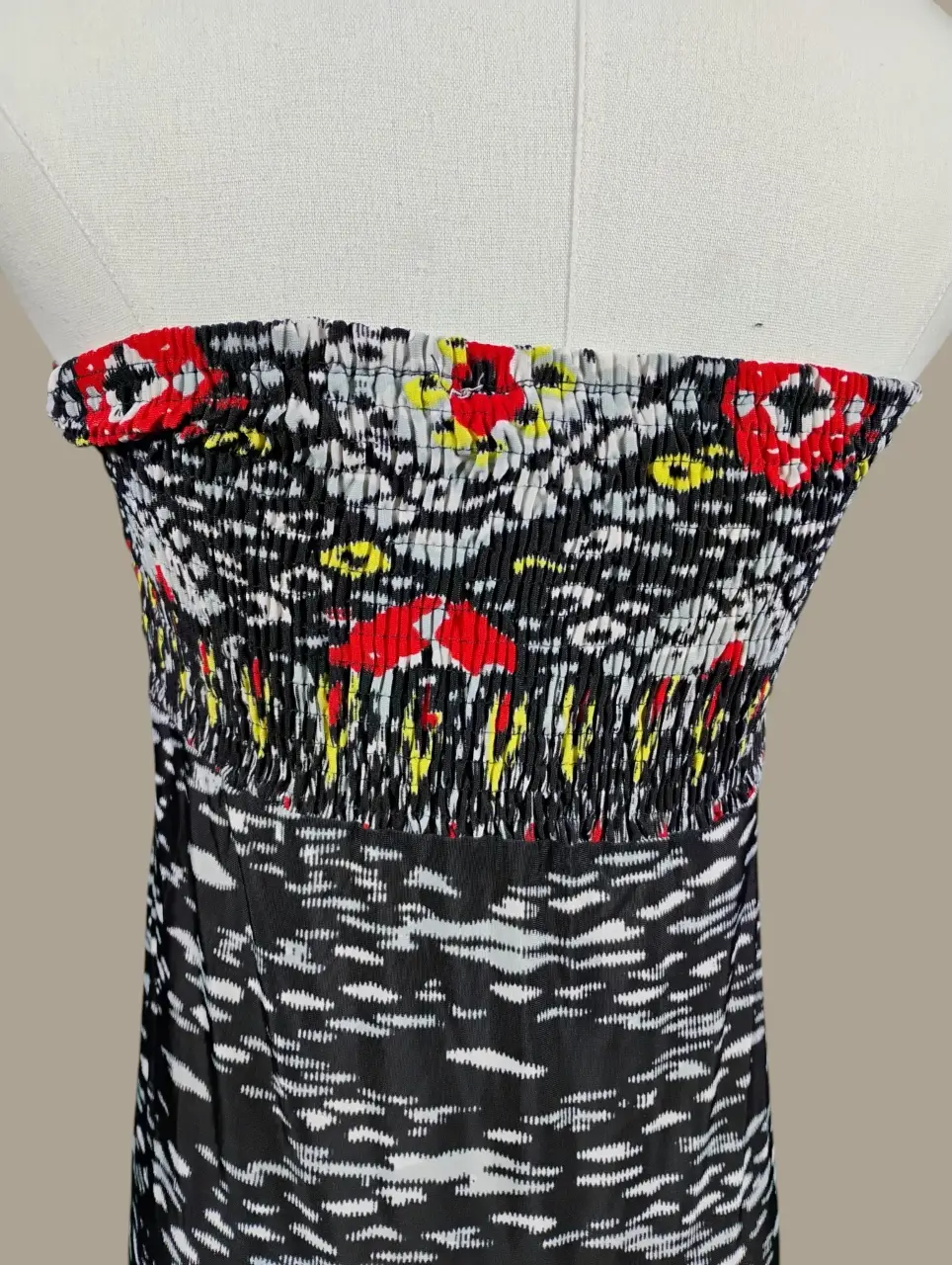 Leshop Womens M/M Strapless Maxi Dress Black White Zebra Print Wood Beads thumbnail 5