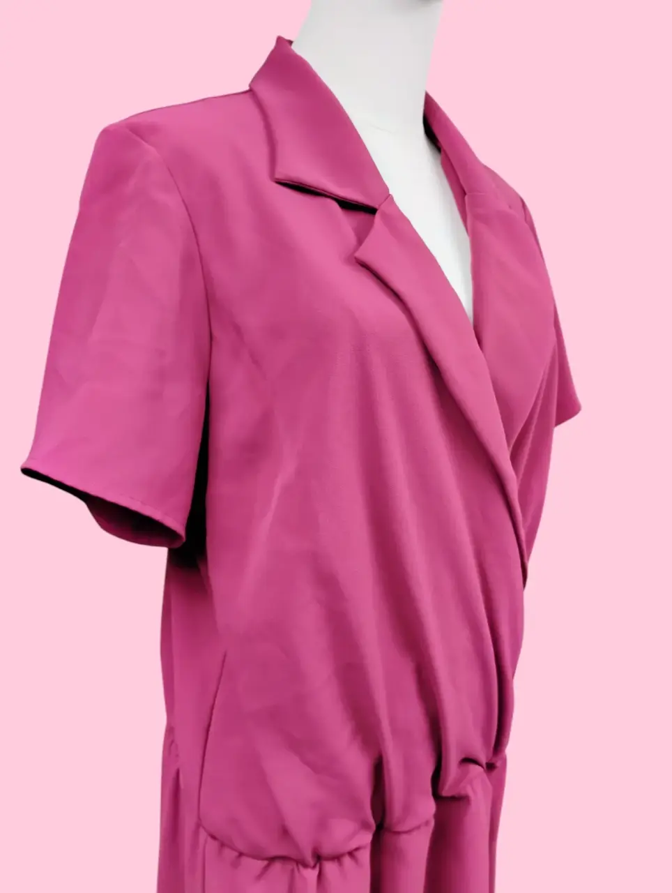 Amanda Uprichard Magenta Short Sleeve Collared V-Neck Wrap Dress thumbnail 2