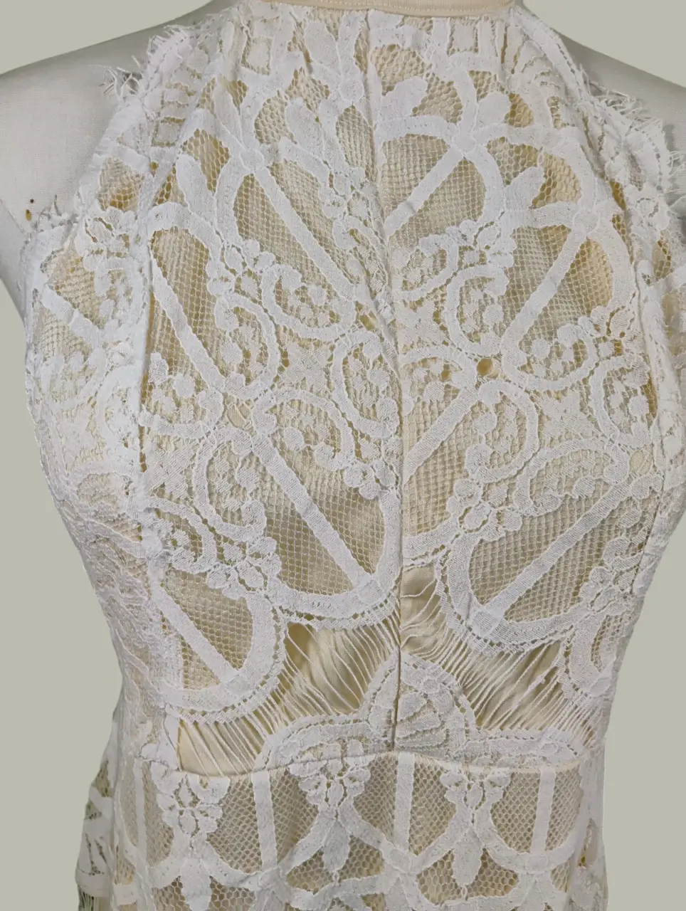White Lace Halter Neck Midi Dress Women's XL Elegant Cocktail Party thumbnail 3