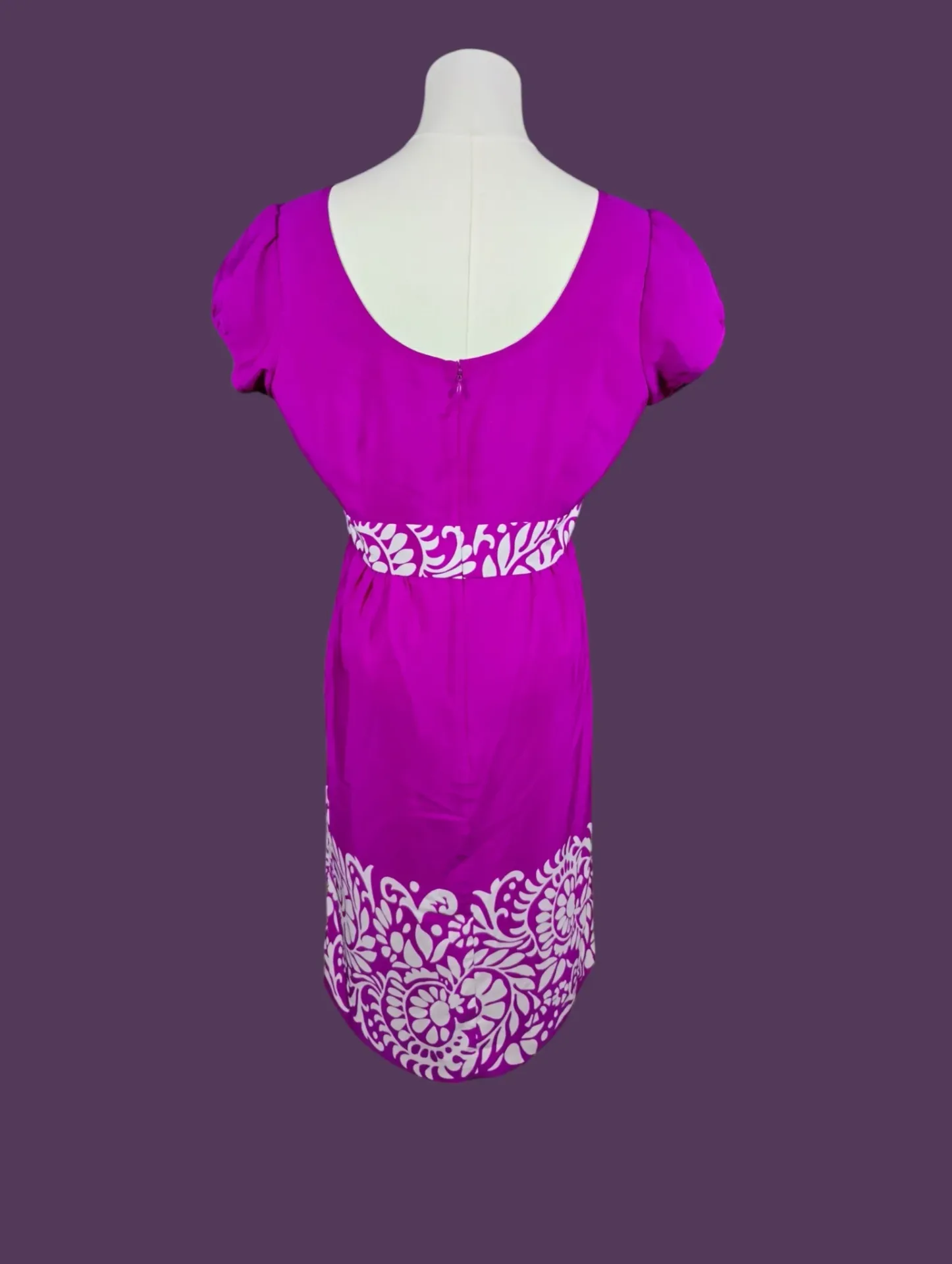 Banana Republic Magenta Floral Print Scoop Neck Dress Size 10 thumbnail 4