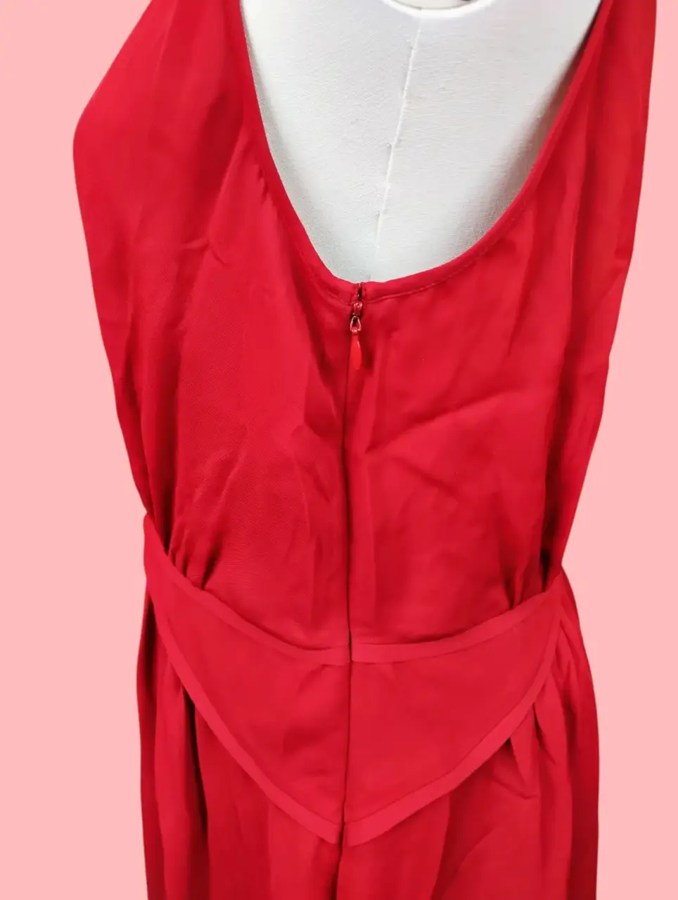 Banana Republic Red Halter Keyhole Tie Waist Mini Dress 12P Petite thumbnail 3
