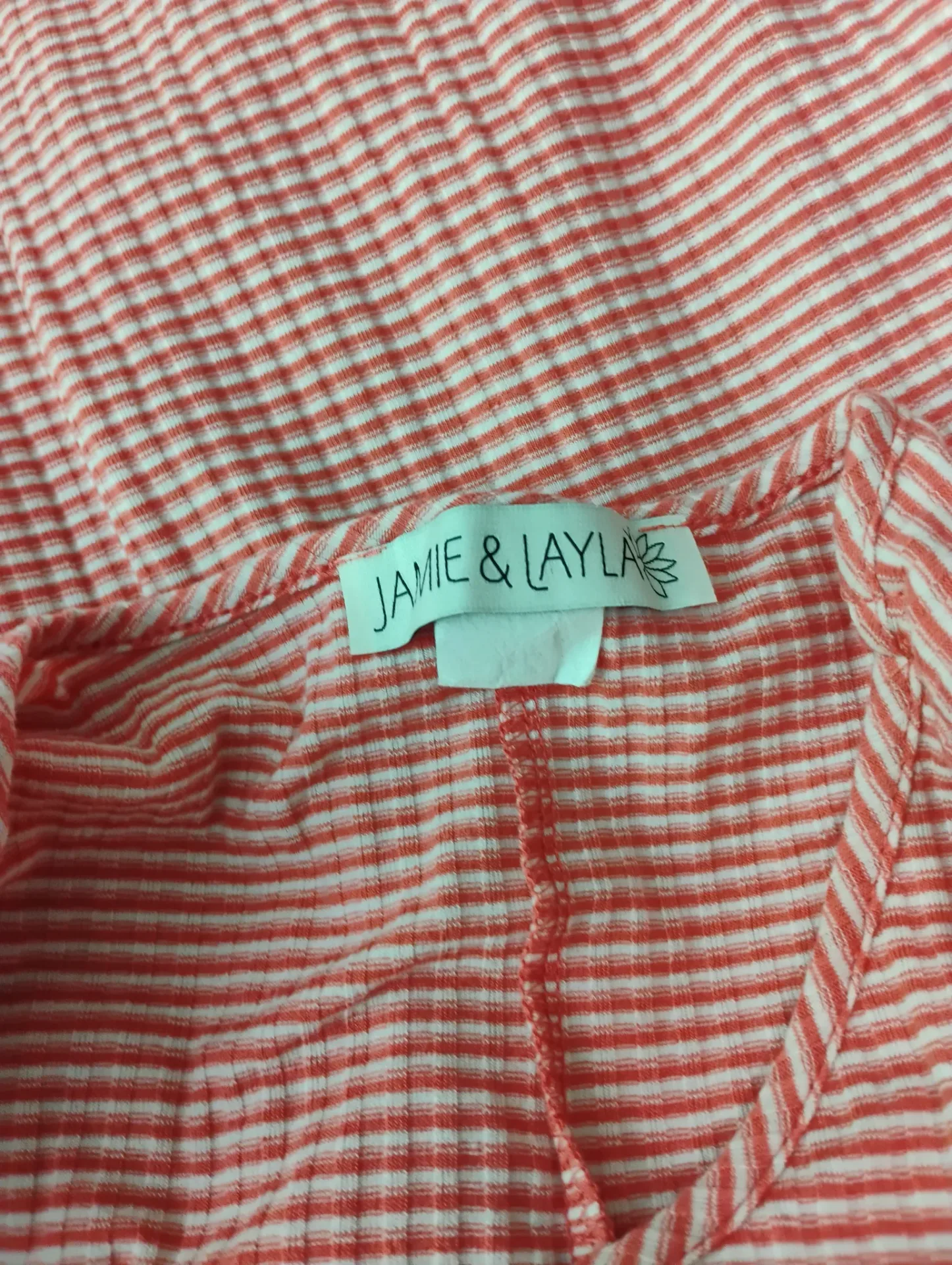 JAMIE & LAYLA Red White Stripe Short Sleeve Scoop Neck Shift Dress thumbnail 5