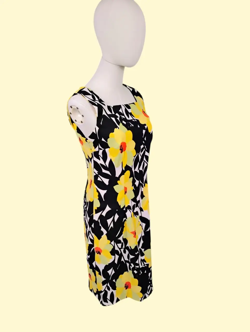 ALYX Women's Black Yellow Floral Square Neck Sleeveless Dress Size 8 thumbnail 3