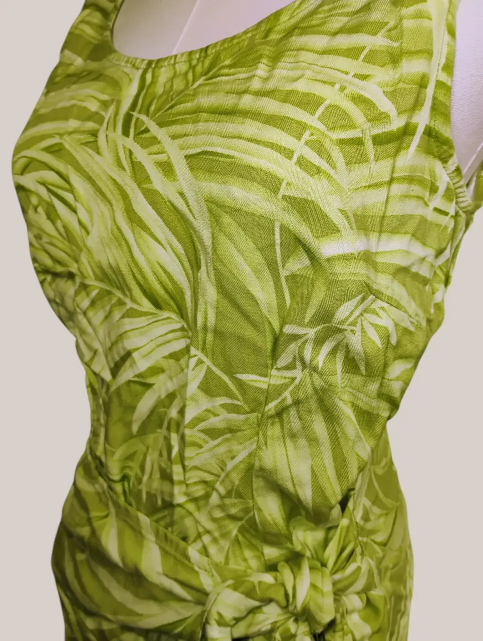 Caribbean Joe Petite Tropical Leaf Tie Waist Sleeveless Dress Size M thumbnail 4