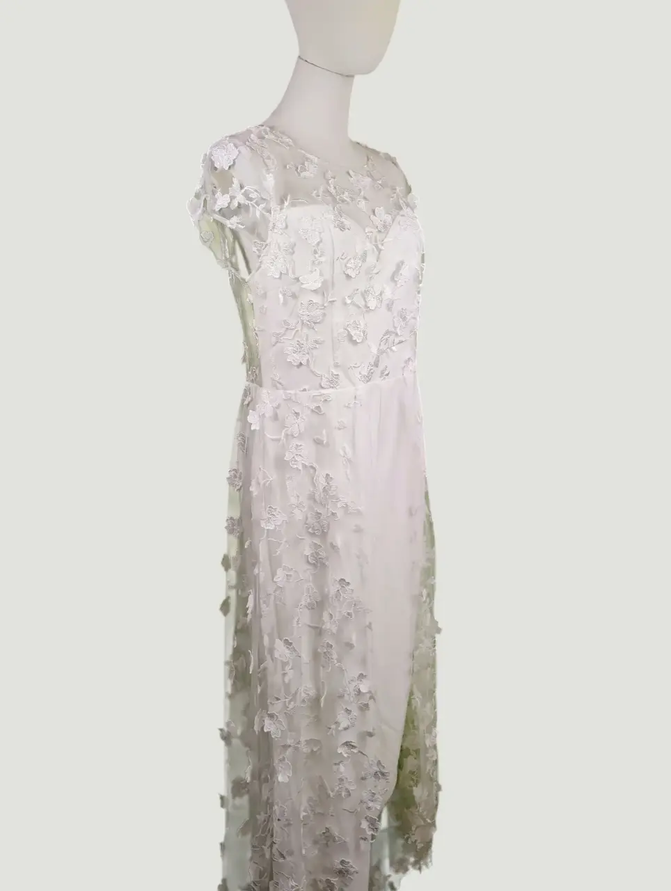 Lulus White Floral Embroidered Overlay Jumpsuit Women's XL NWOT thumbnail 8