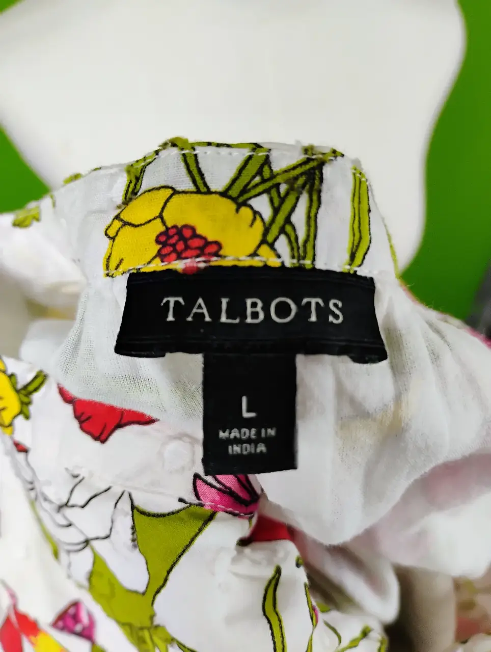 Talbots Women's L Floral Insect Print V-Neck Long Sleeve Blouse Top thumbnail 5
