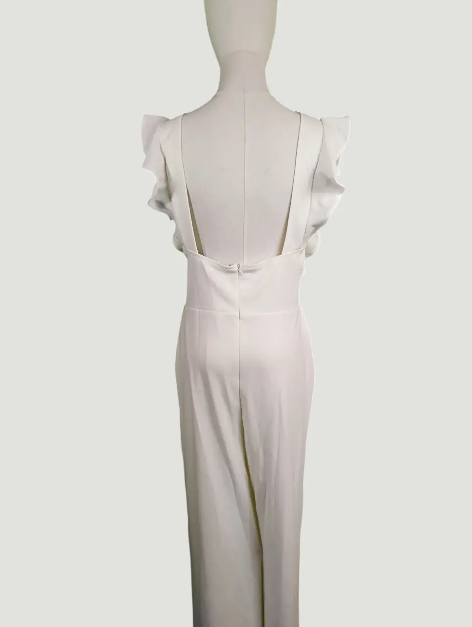 Lulus White Ruffle Sleeve Low Back Wide Leg Jumpsuit Size L thumbnail 3