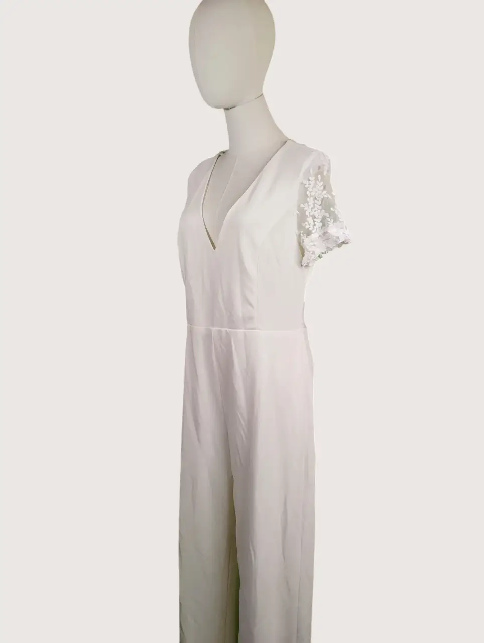 Lulus Ivory Lace Sleeve V-Neck Elegant Bridal Jumpsuit Women's XL NWOT thumbnail 7