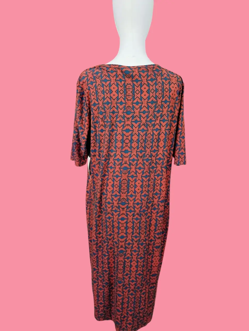 LuLaRoe Women's 3XL Orange Blue Geometric Pattern A-Line Dress NWT thumbnail 3