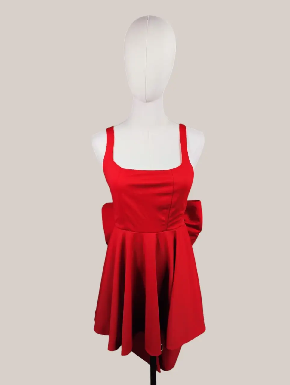 Babyboo Fashion Rue Red Mini Dress with Large Back Bow Square Neck thumbnail 3