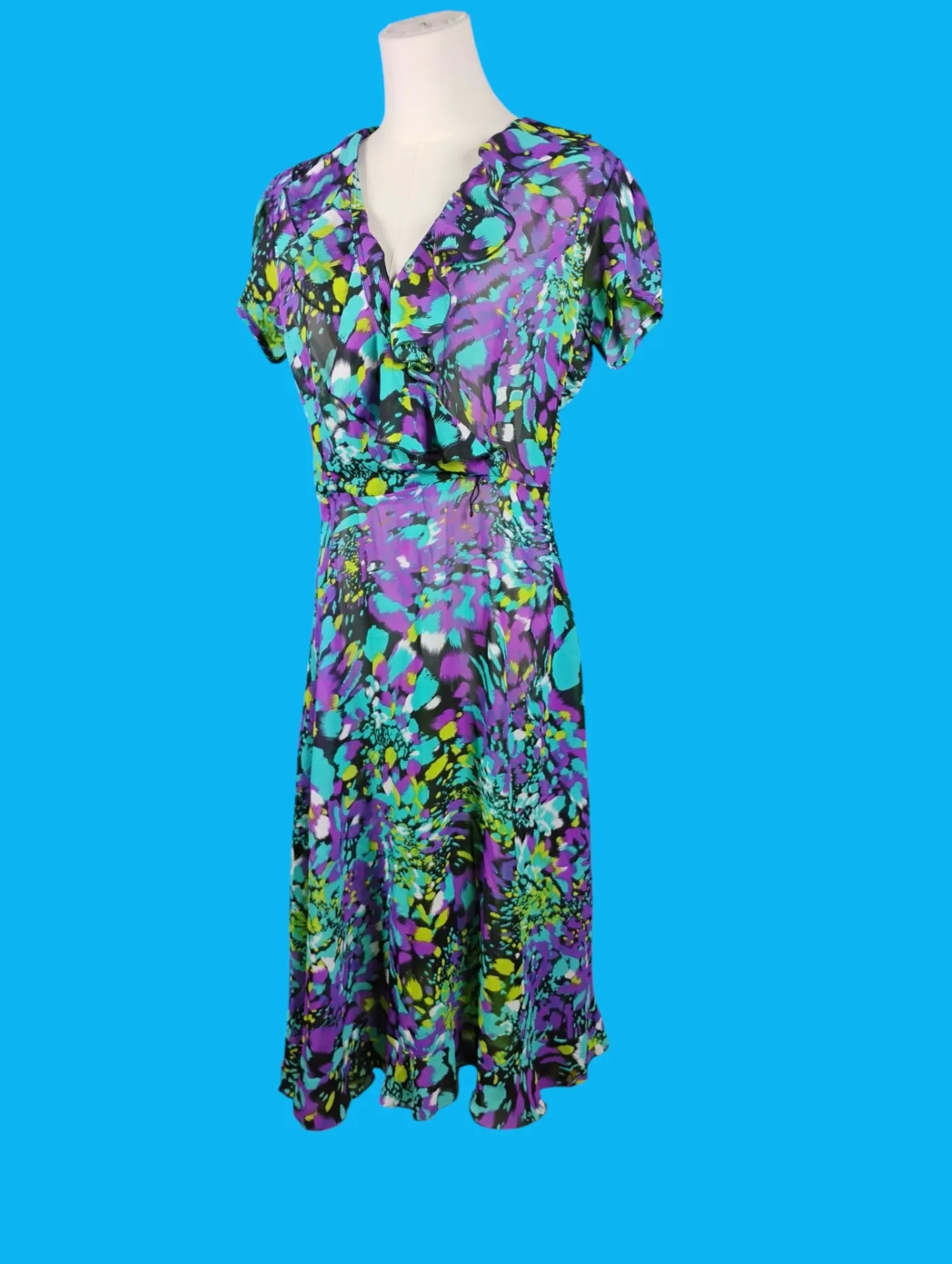 J.B.S. LTD. Women's Multicolor Abstract Print Wrap V-Neck Midi Dress thumbnail 2