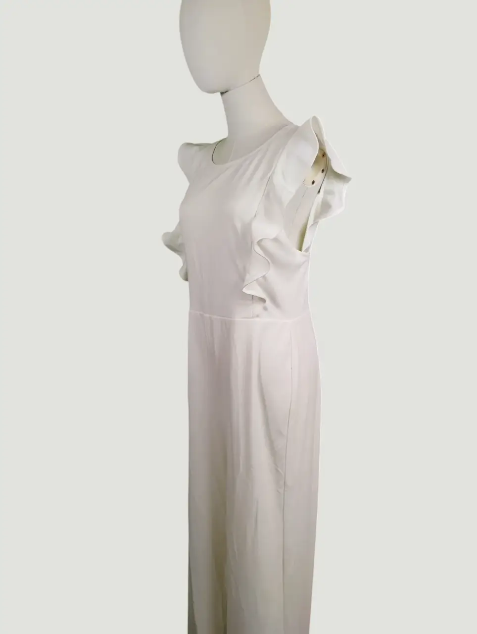 Lulus White Ruffle Sleeve Low Back Wide Leg Jumpsuit Size L thumbnail 2