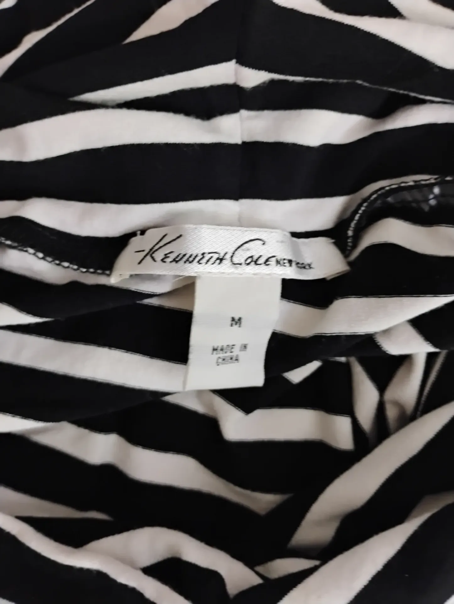 Kenneth Cole New York Black White Striped Cowl Neck Tunic Dress M thumbnail 5