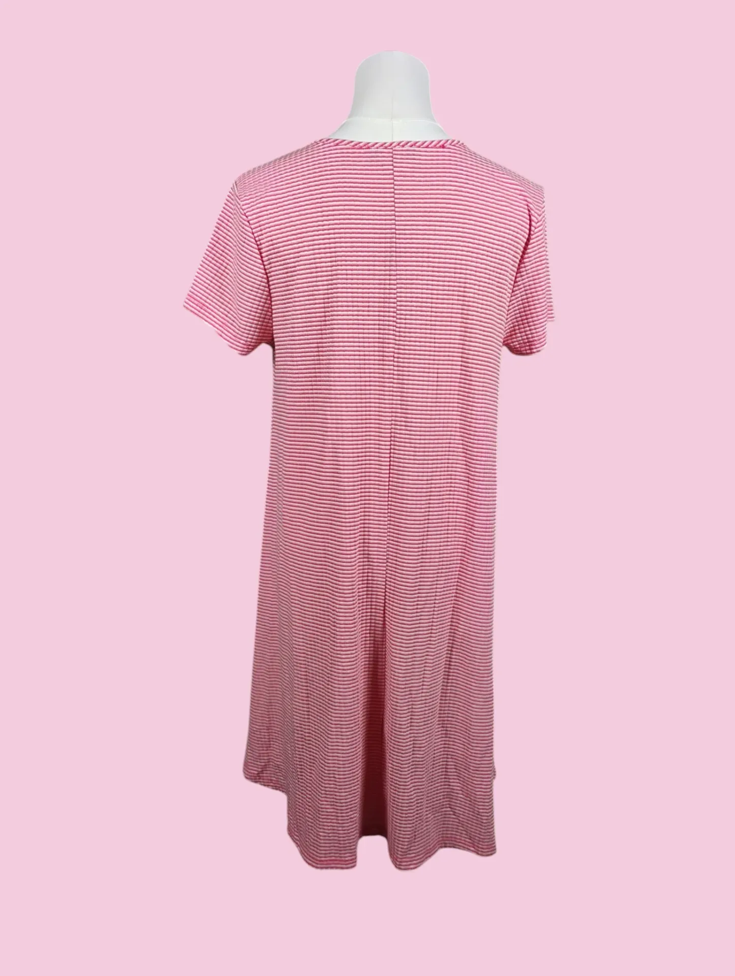 JAMIE & LAYLA Red White Stripe Short Sleeve Scoop Neck Shift Dress thumbnail 4