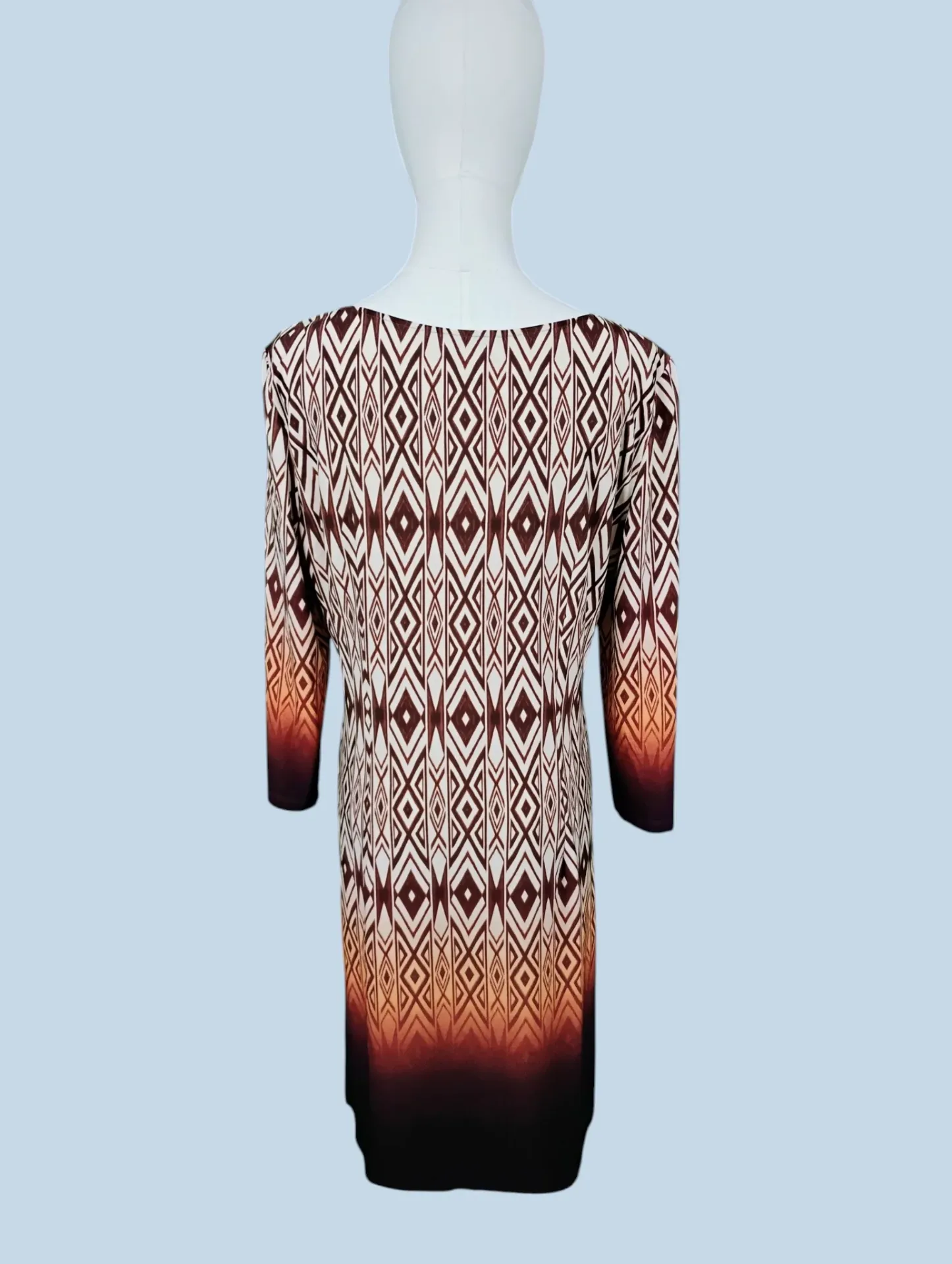 London Times Petites 14P Geometric Ombre 3/4 Sleeve Shift Dress thumbnail 4