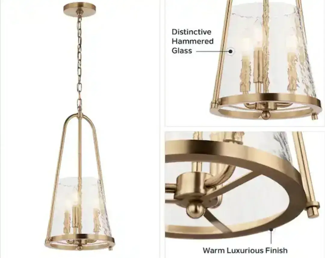 Kichler Nerine 3-Light Champagne Bronze Pendant Light w/ Hammered Glass thumbnail 7