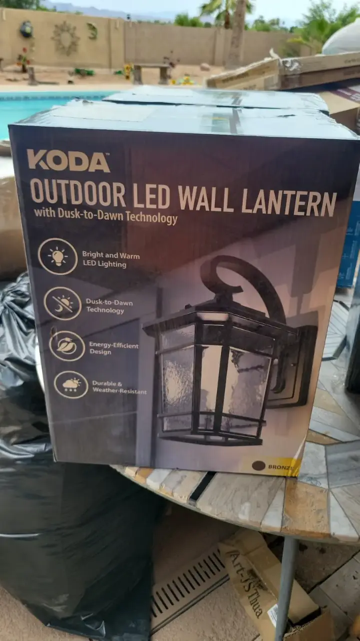 KODA Outdoor LED Wall Lantern Dusk-to-Dawn New In Box Black or Bronze