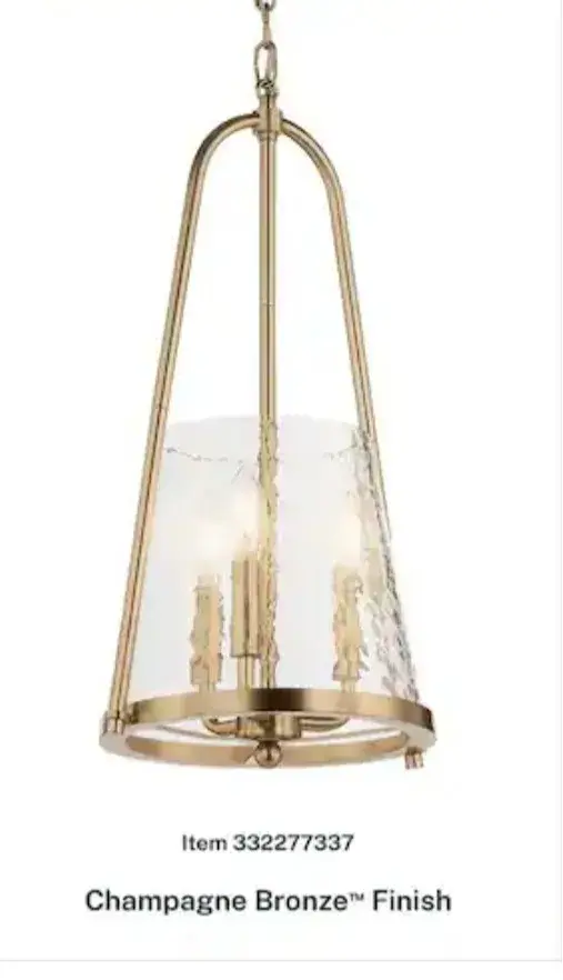 Kichler Nerine 3-Light Champagne Bronze Pendant Light w/ Hammered Glass thumbnail 3