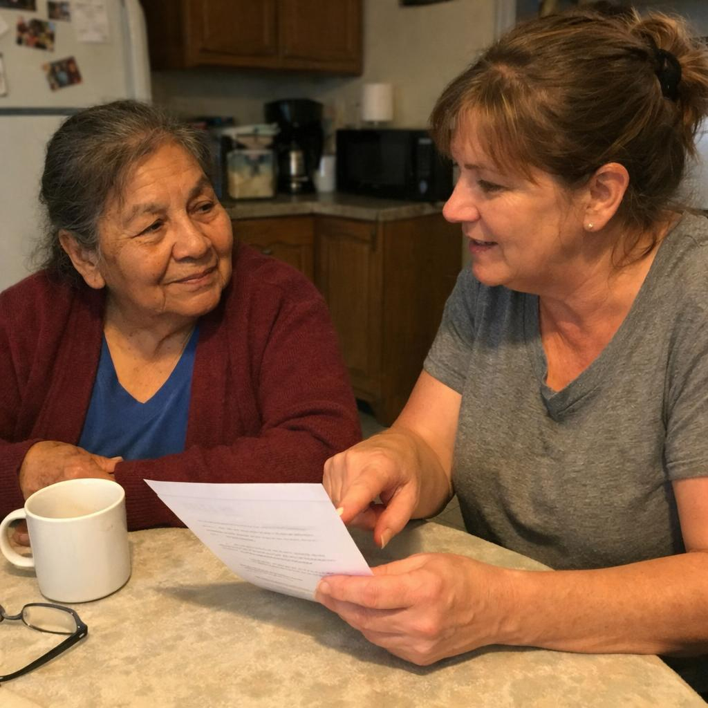 Caregiver with older adult, representing family support