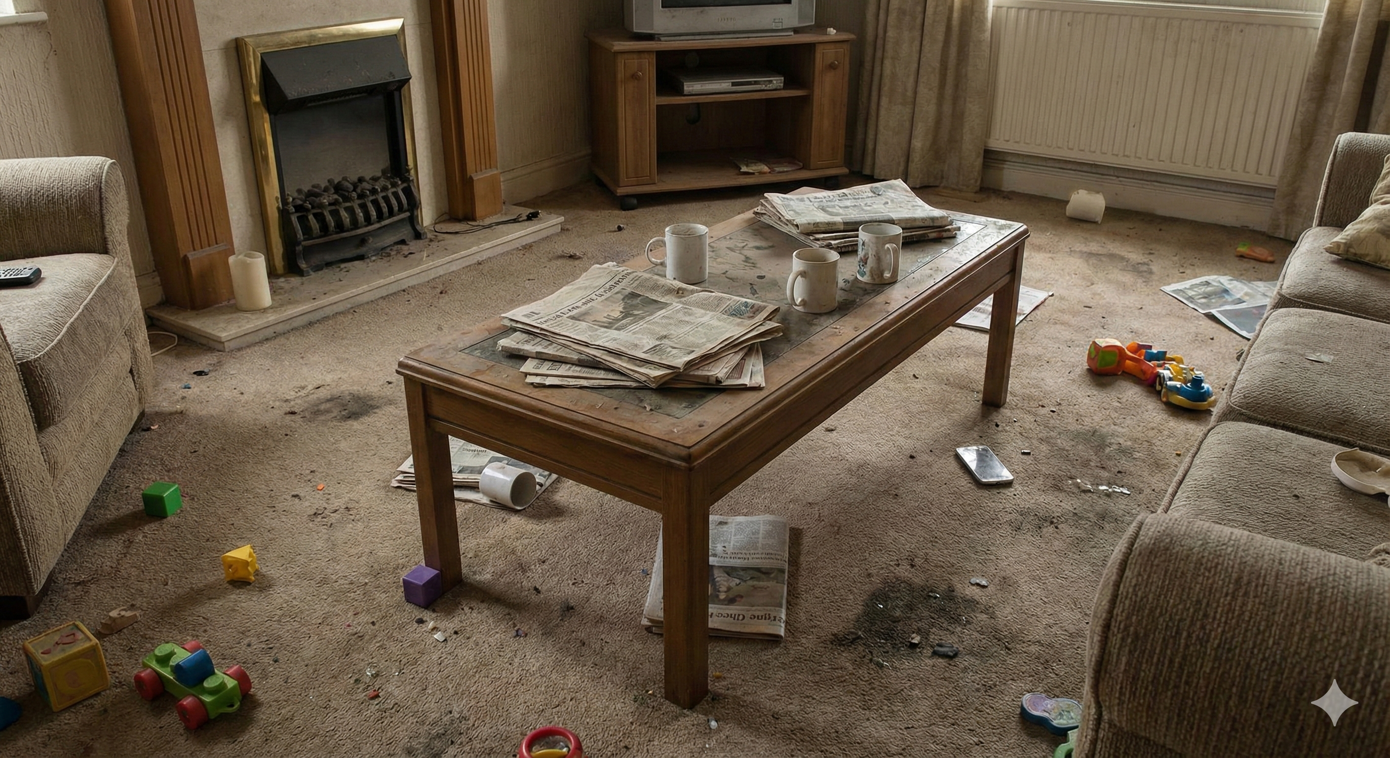 A cluttered kitchen before professional cleaning service.