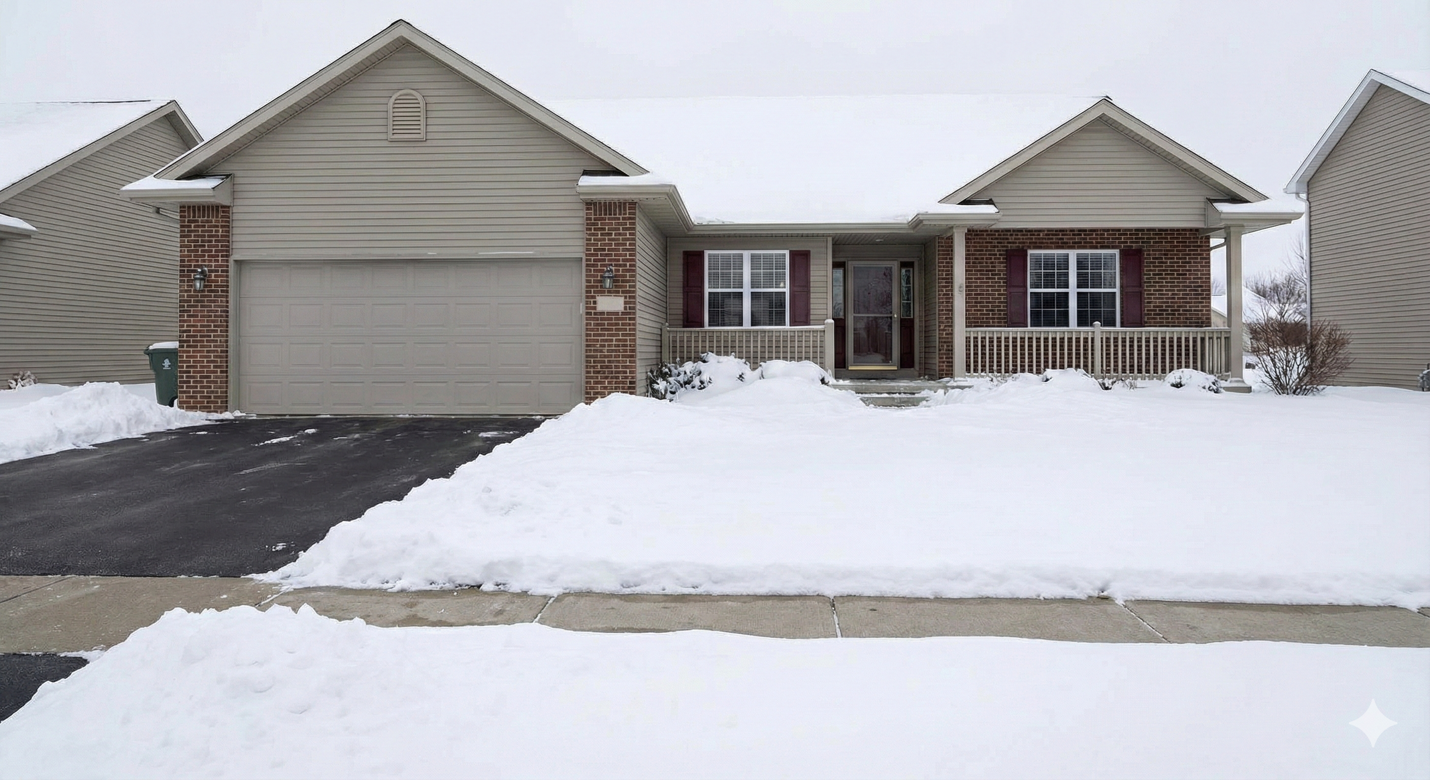The same driveway, now perfectly cleared of snow.