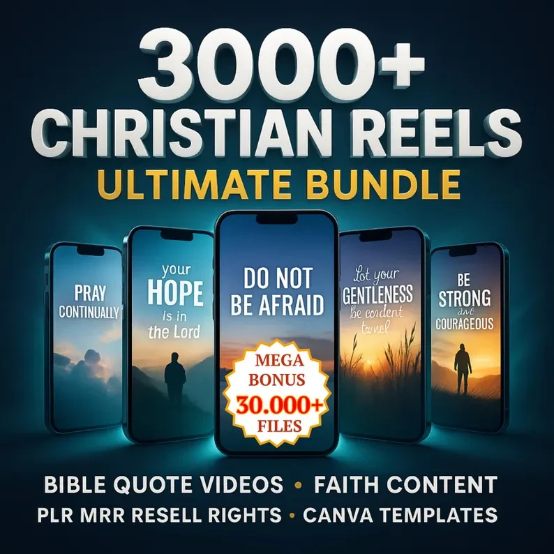 3000+ Christian Reels Ultimate Bundle | Bible Quotes & Faith Content | Canva Templates | PLR & MRR