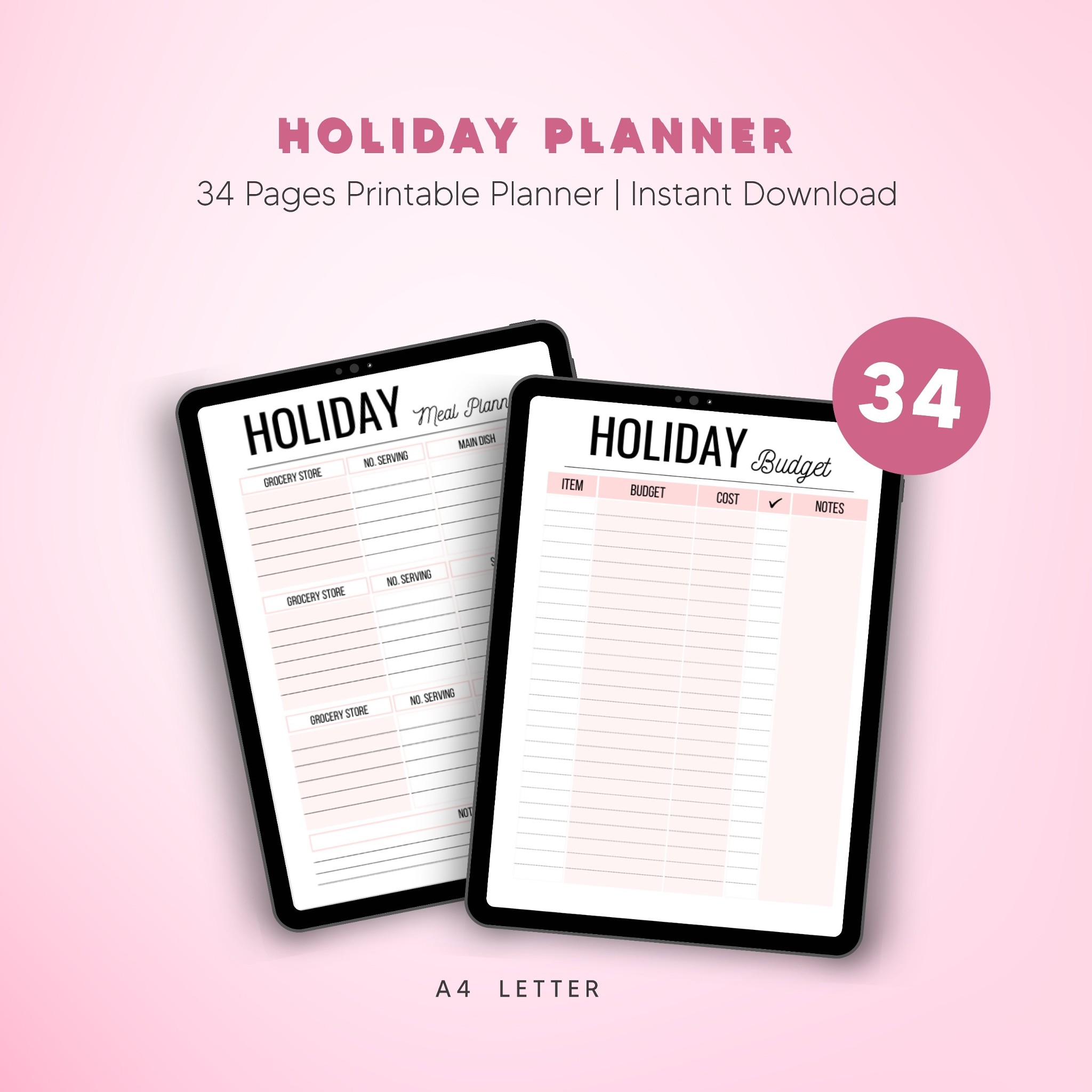 Printable Holiday Planner PDF, Christmas Vacation & Travel Organizer, Thanksgiving Meal Planner, Gift Tracker, Budget & Itinerary Bundle