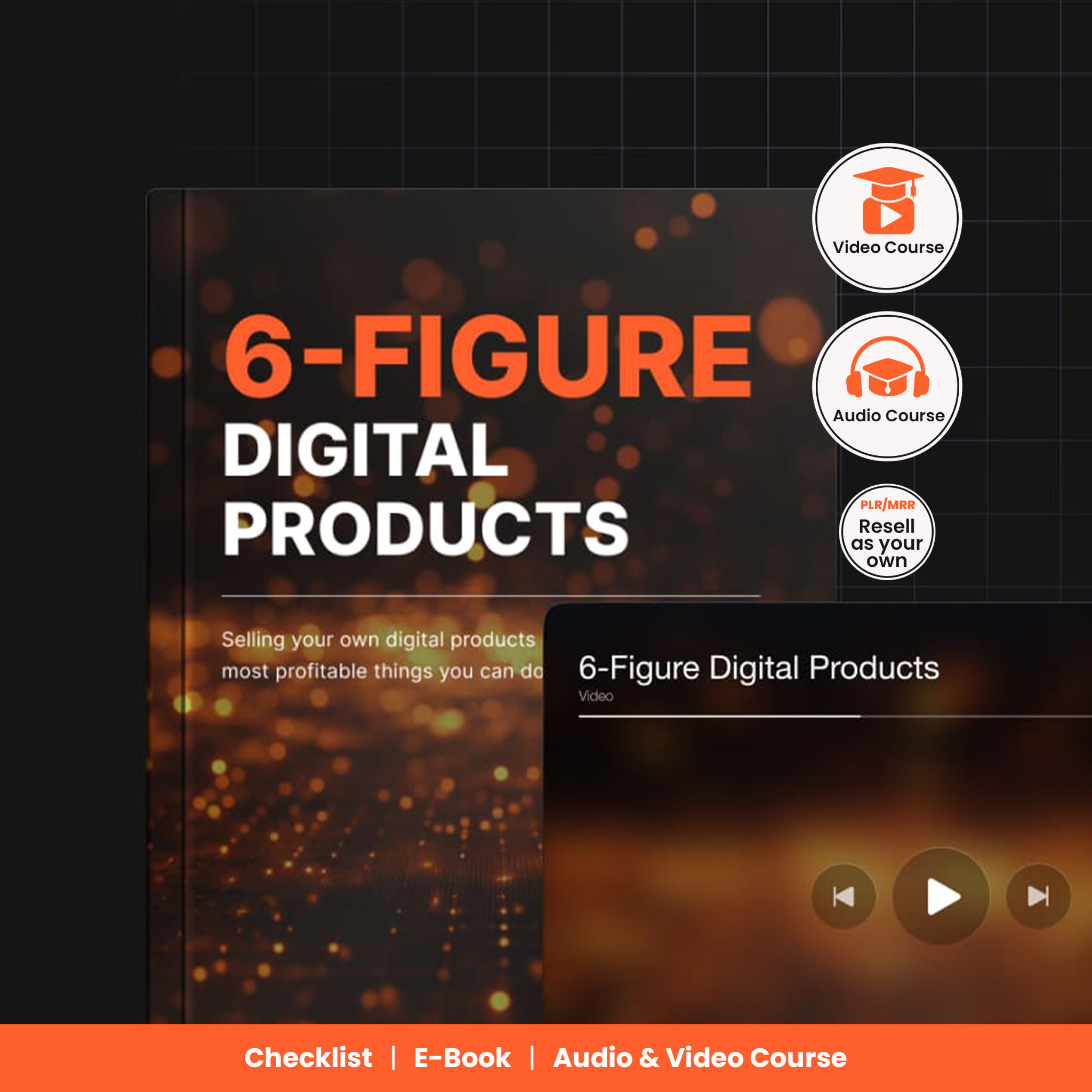 6-Figure Digital Products PLR MRR Course | Video, Audio & E-Book Bundle | Master Resell Rights | Passive Income Guide