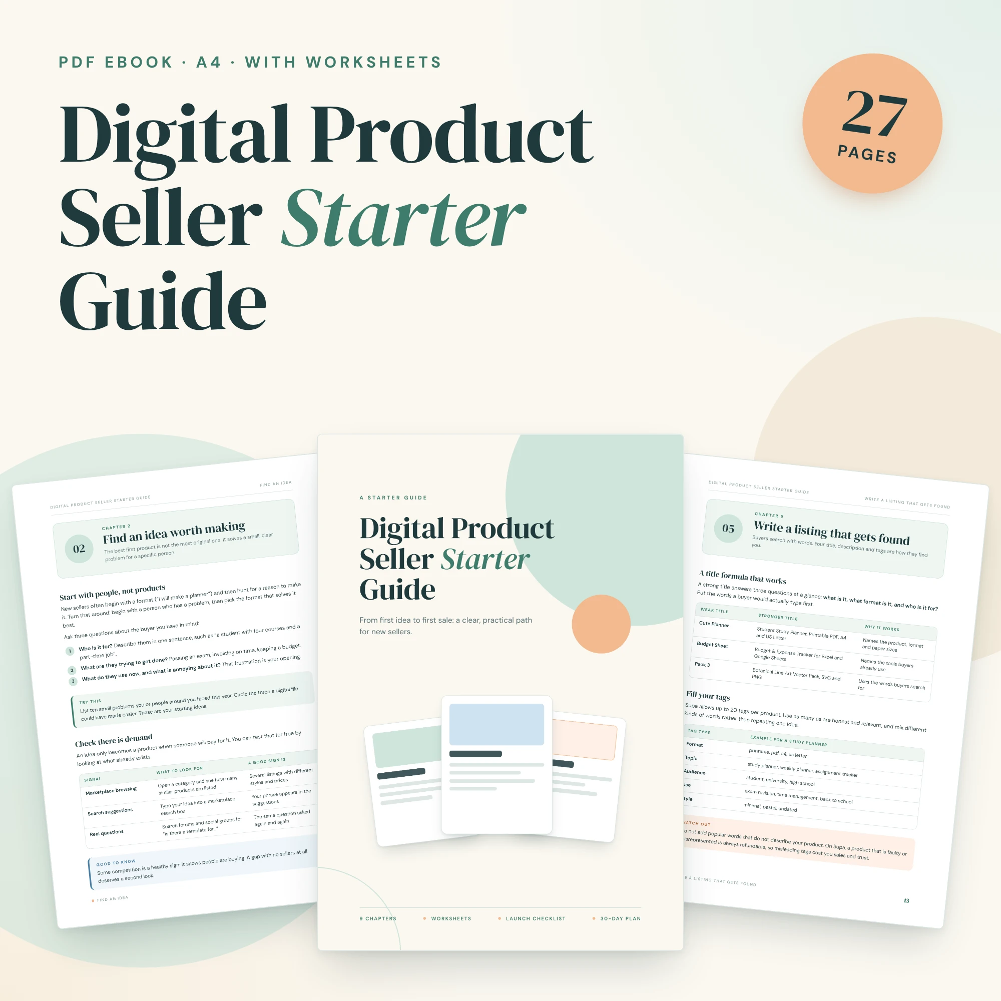 Digital Product Seller Starter Guide – 27-Page Ebook with Worksheets