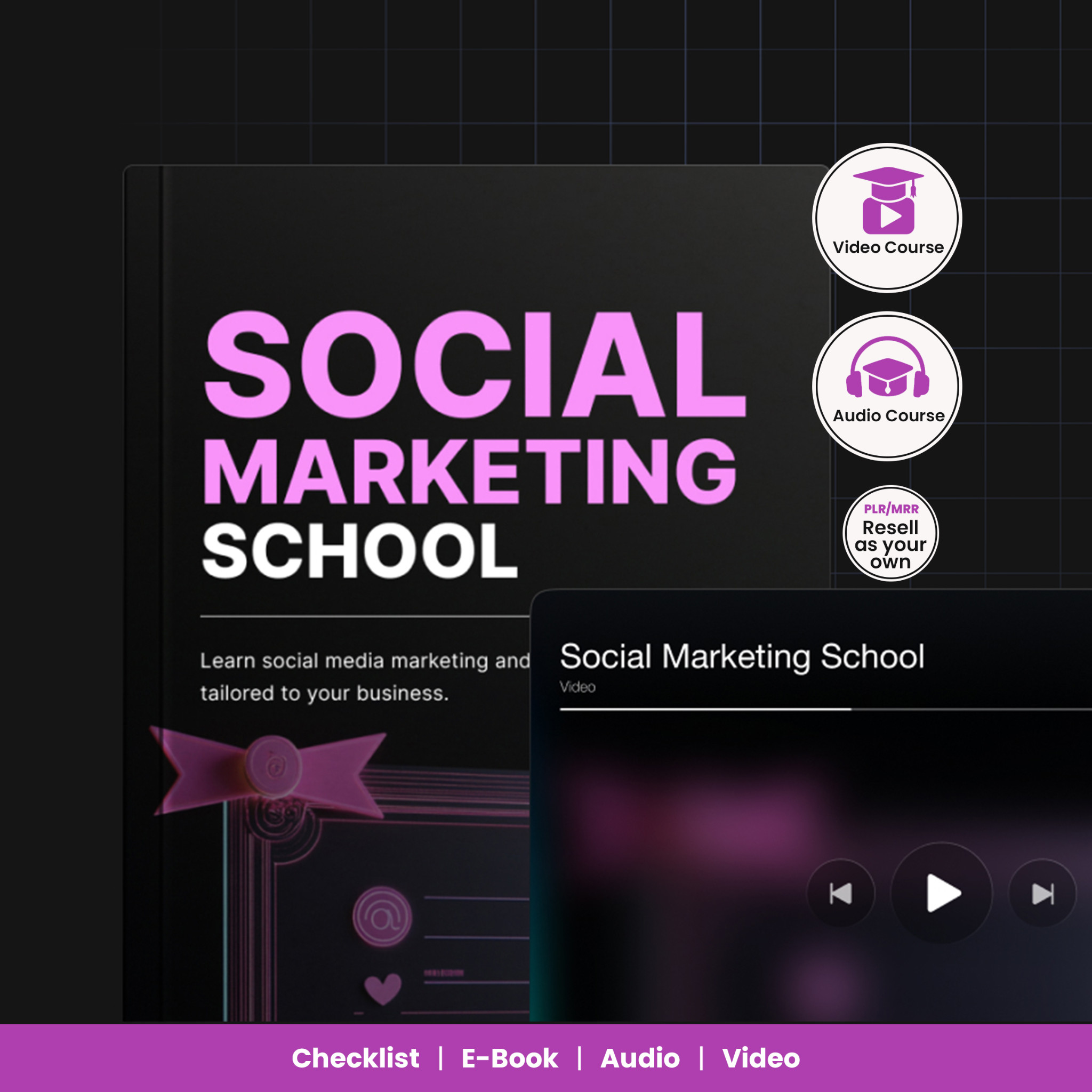 Social Marketing School PLR MRR Course | Video, Audio & E-Book Bundle | Master Resell Rights | Business Growth