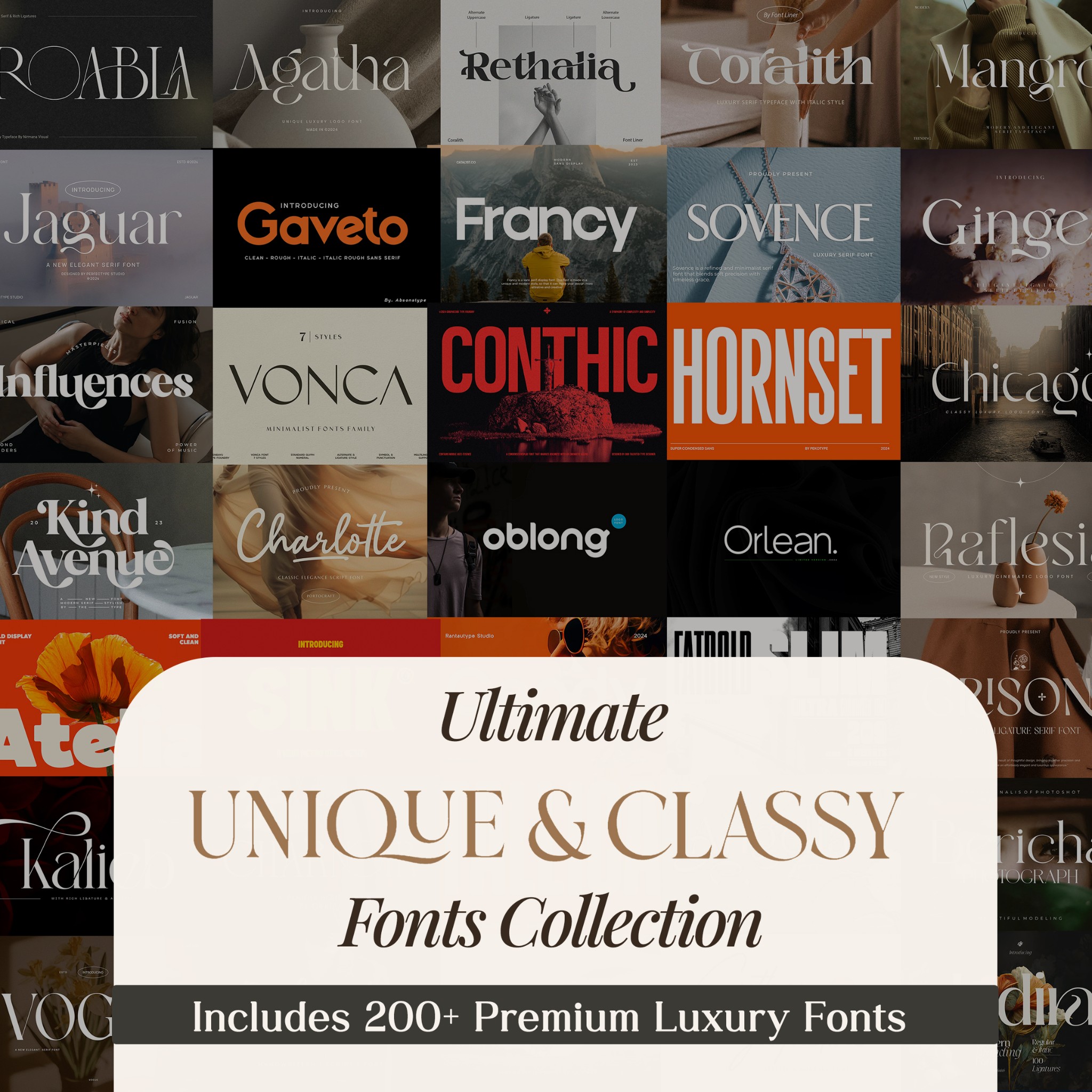 200+ Premium Luxury Fonts Bundle | Ultimate Unique & Classy Typography Collection | Digital Download For Branding & Design