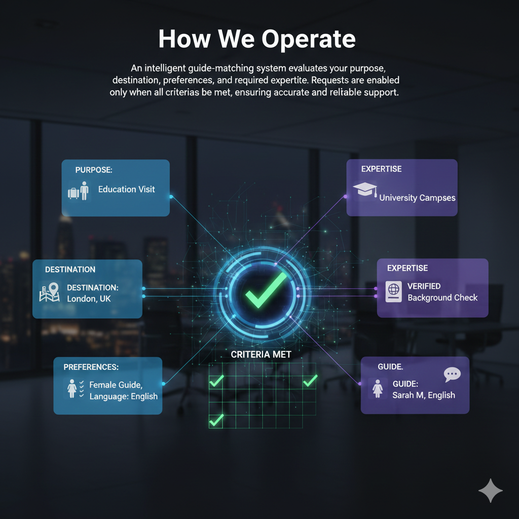 “An illustration representing a digital guide-matching process.”