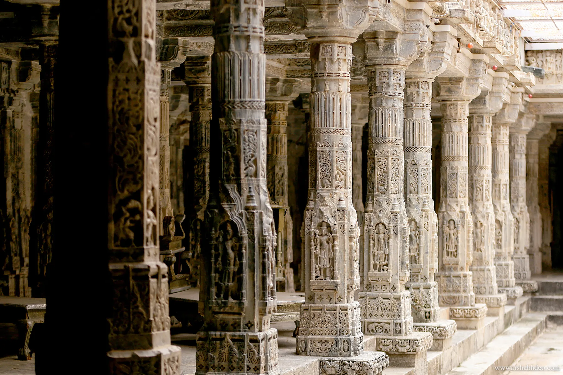 Carved Pillars inside Temple