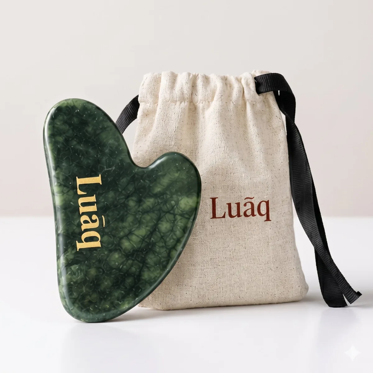 LUAQ Premium Jade Gua Sha Face Massage Tool | Natural Cooling Jade Stone for Puffiness, Stress Relief, Skin Glow, Fine Lines & Jawline Sculpting | Facial exercise Tool for Women | 1 Piece