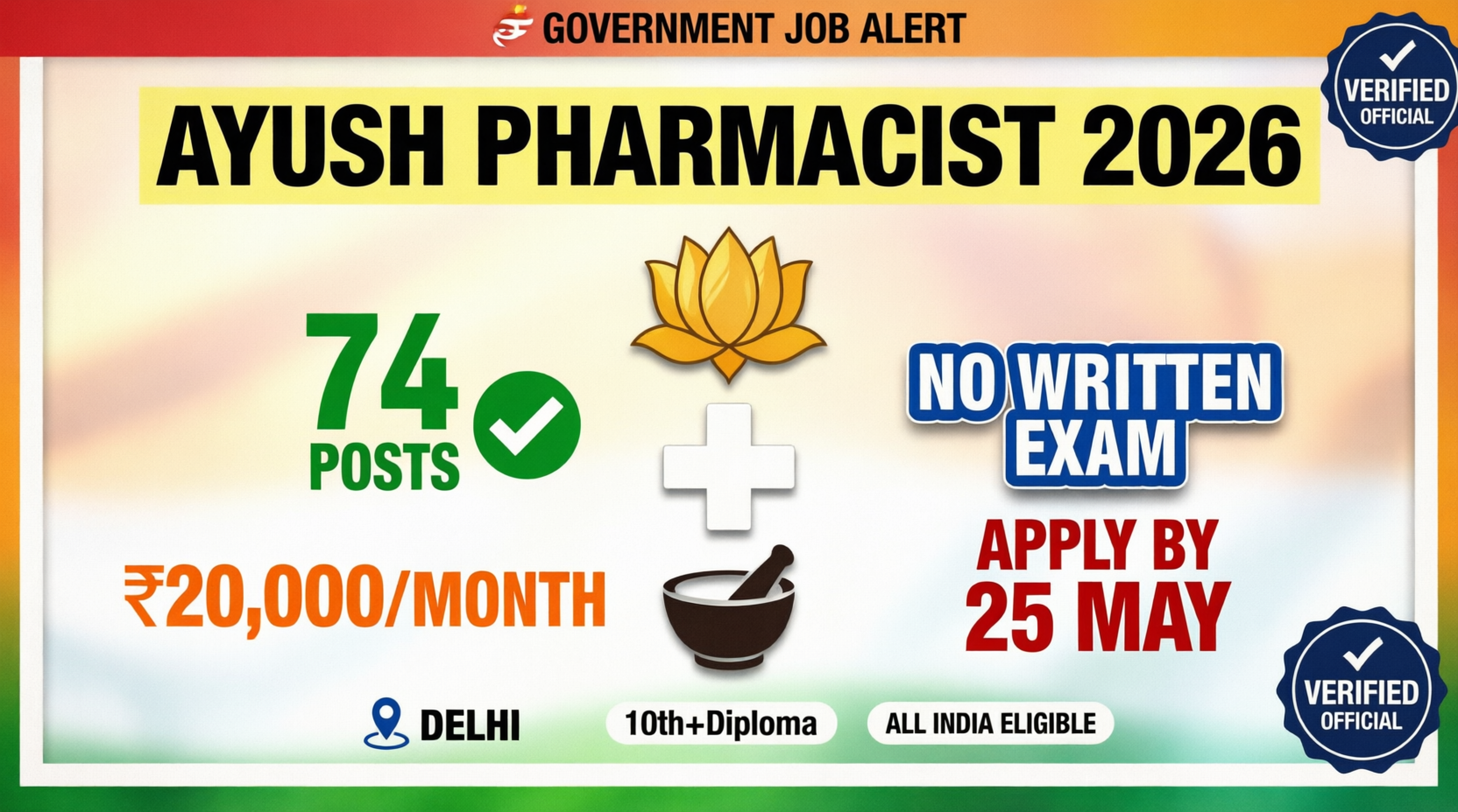 AYUSH Pharmacist Recruitment 2026: 74 Posts | Verified Official Details