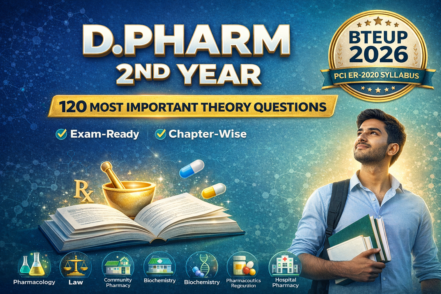 D.Pharm 2nd Year Most Important Theory Questions 2026 | BTEUP Exam Pattern | All 6 Subjects
