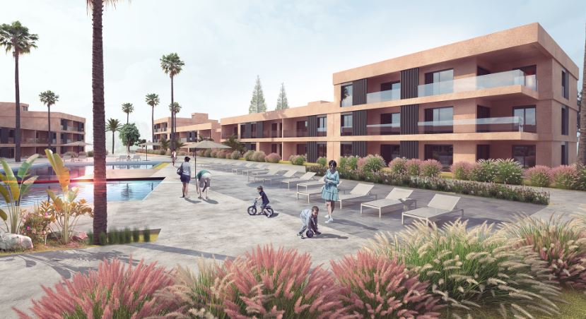 Travaux de construction BA, immeuble RAHMA R+5, Marrakech.