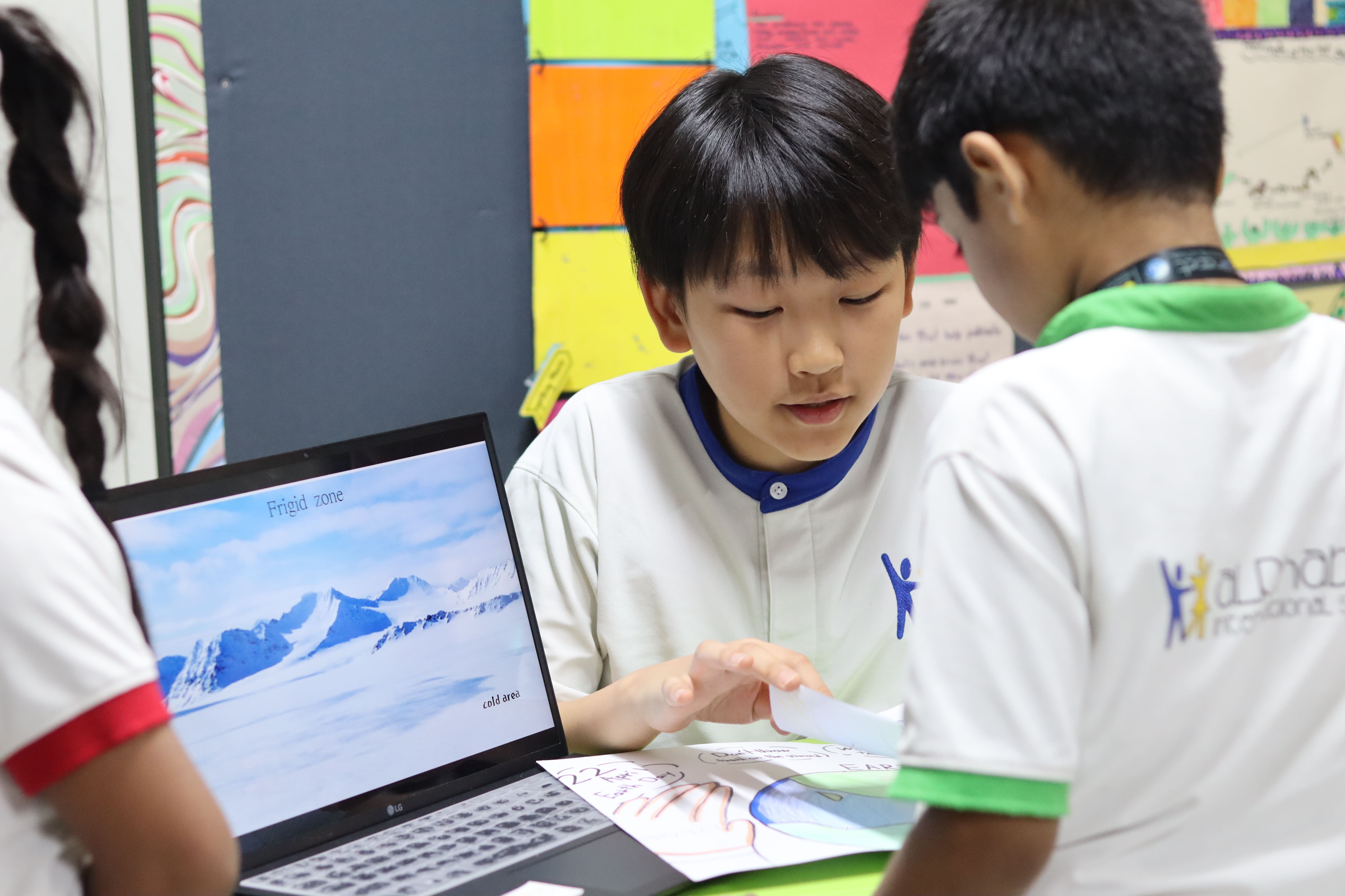 Student showing growth chart