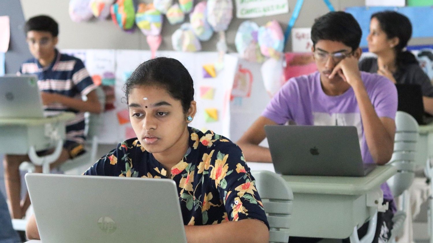 Student focused during an exam