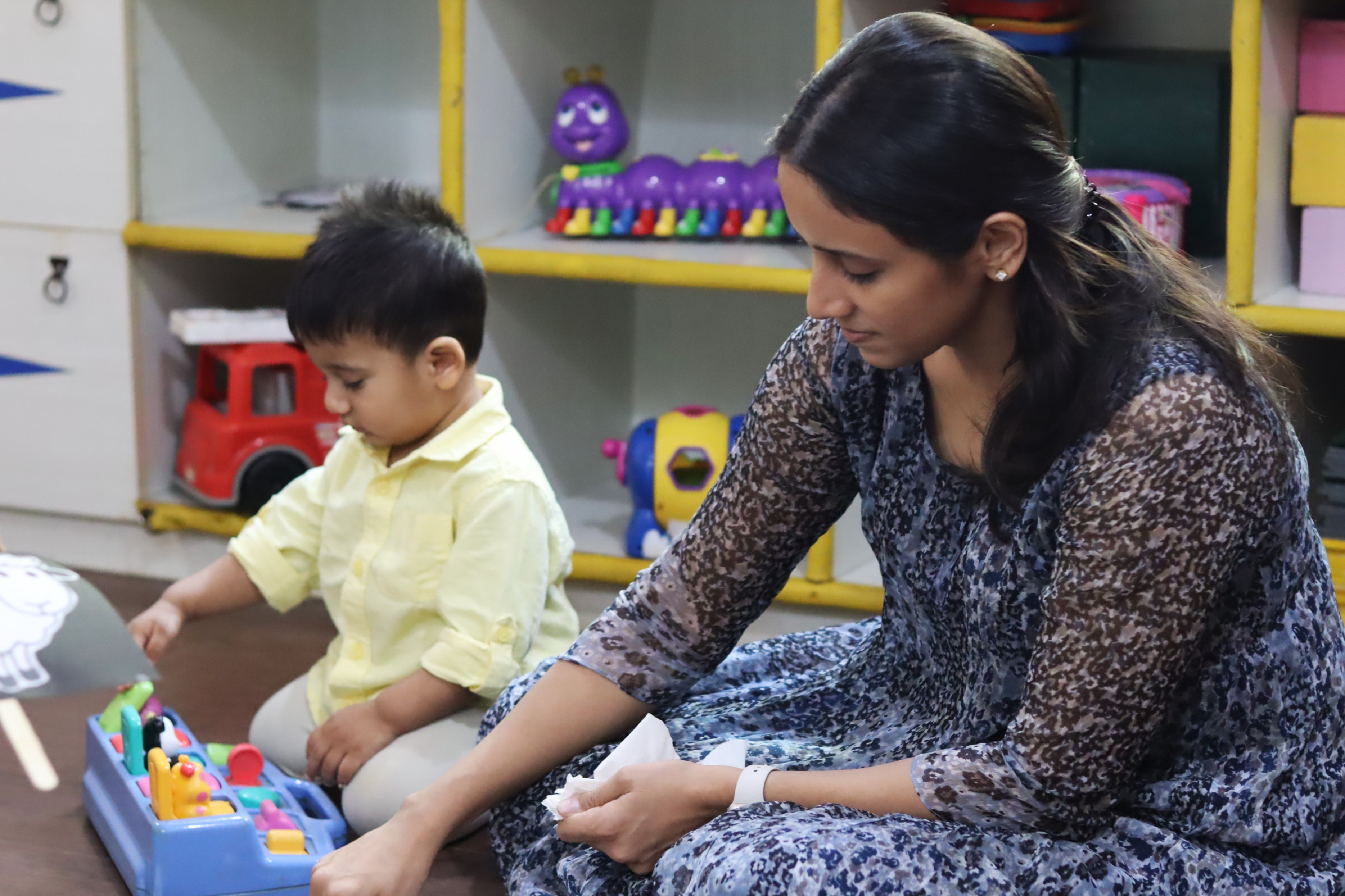 child playing classroom
