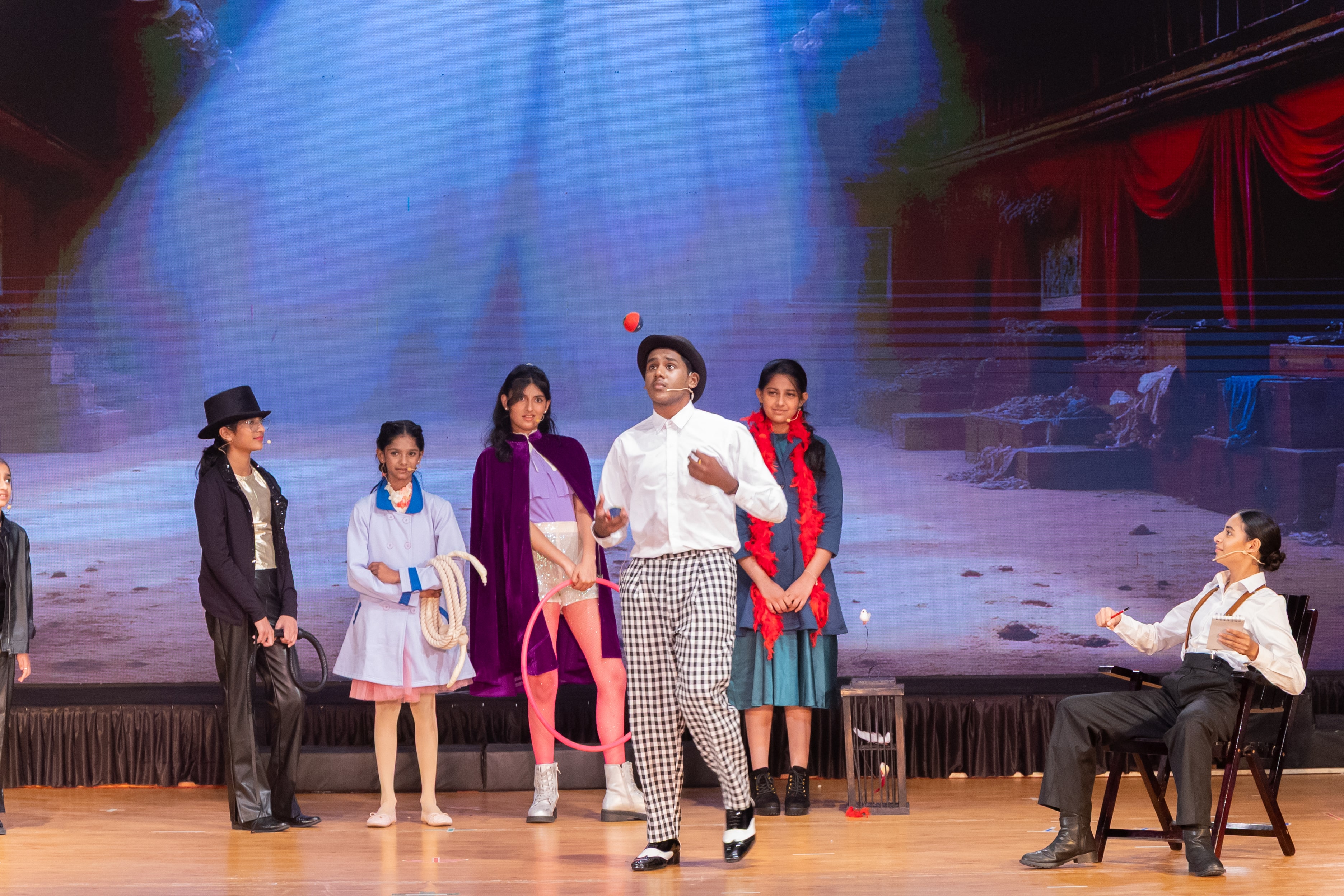 student singing microphone