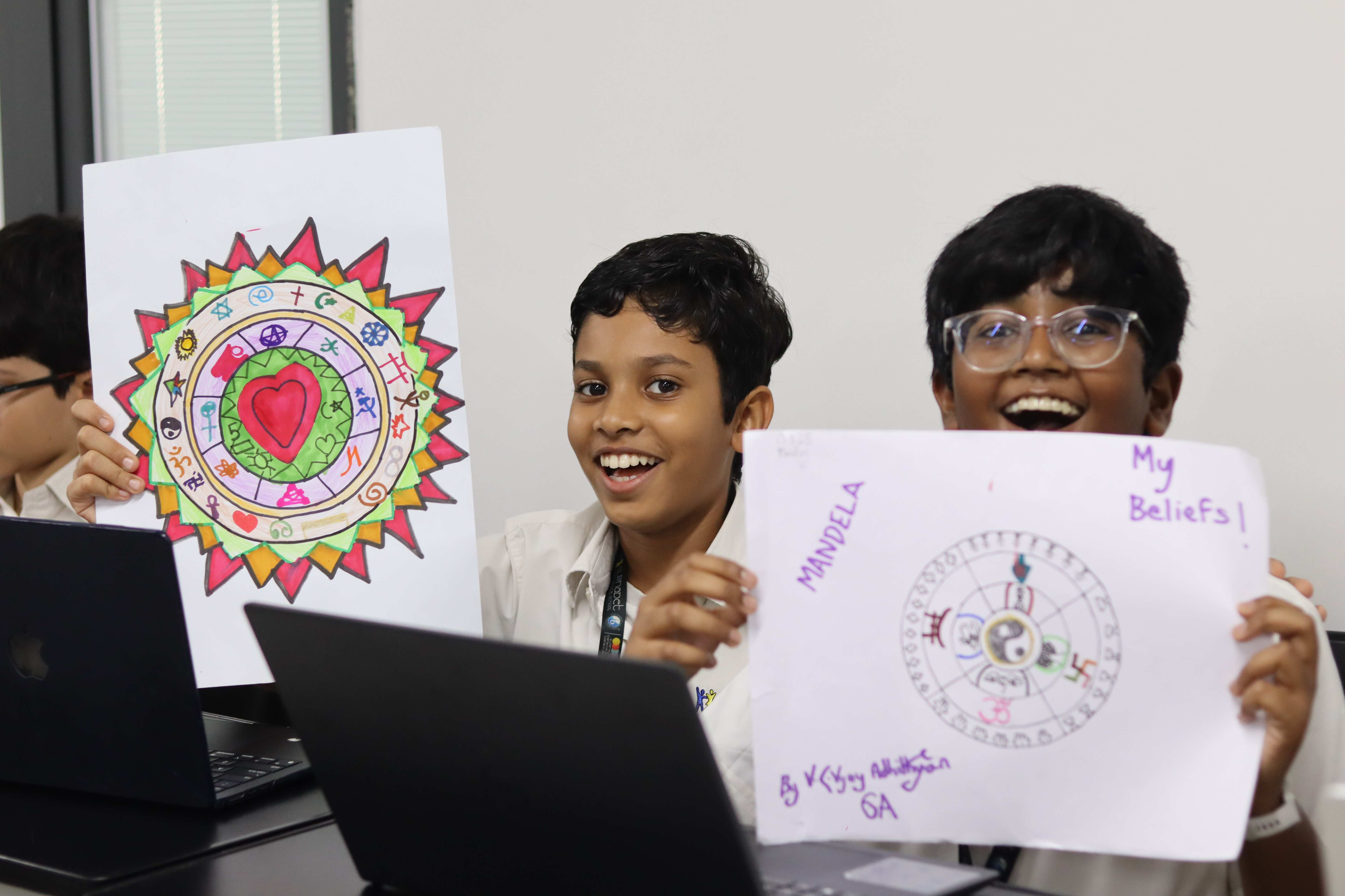 student painting canvas