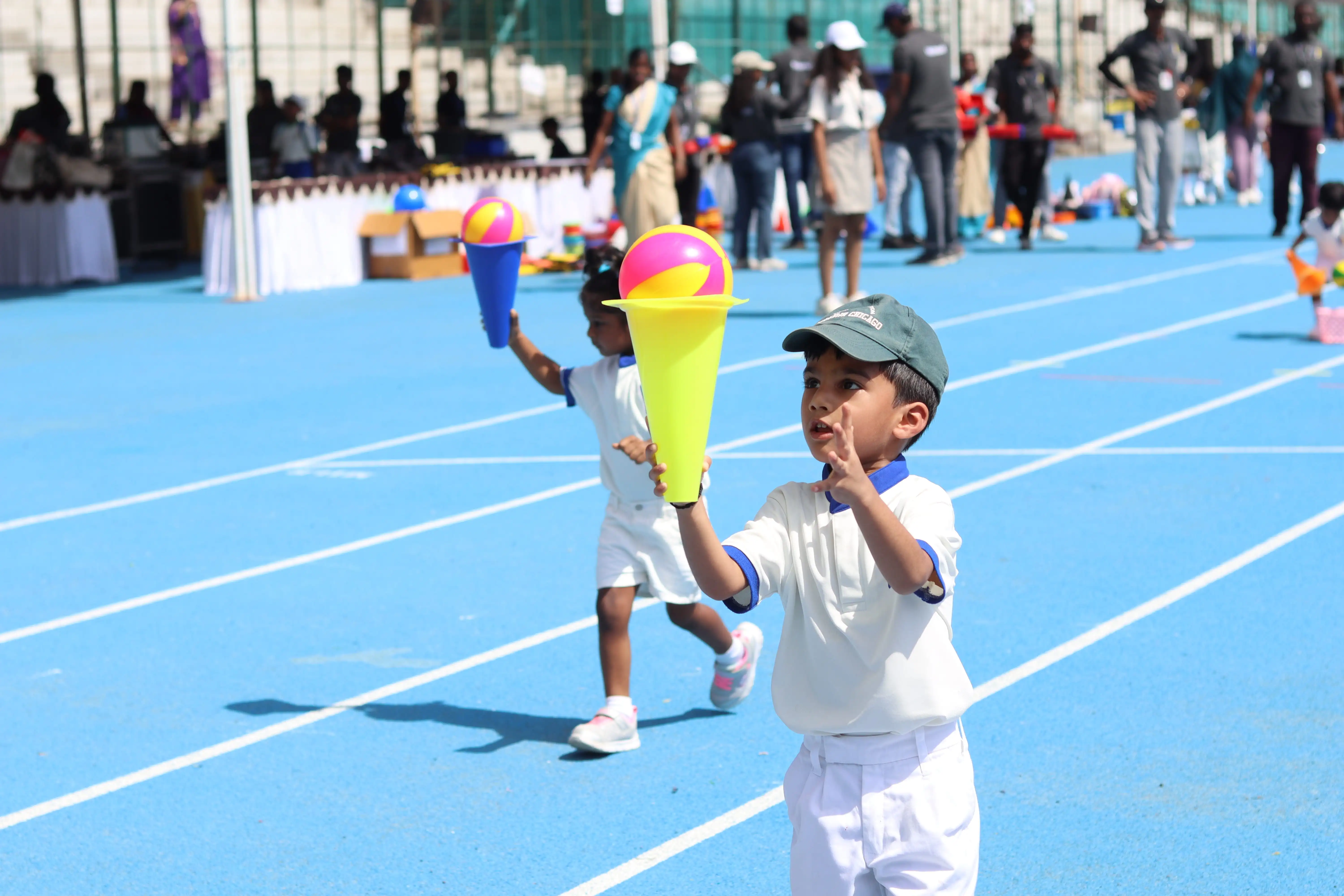 students cheering crowd
