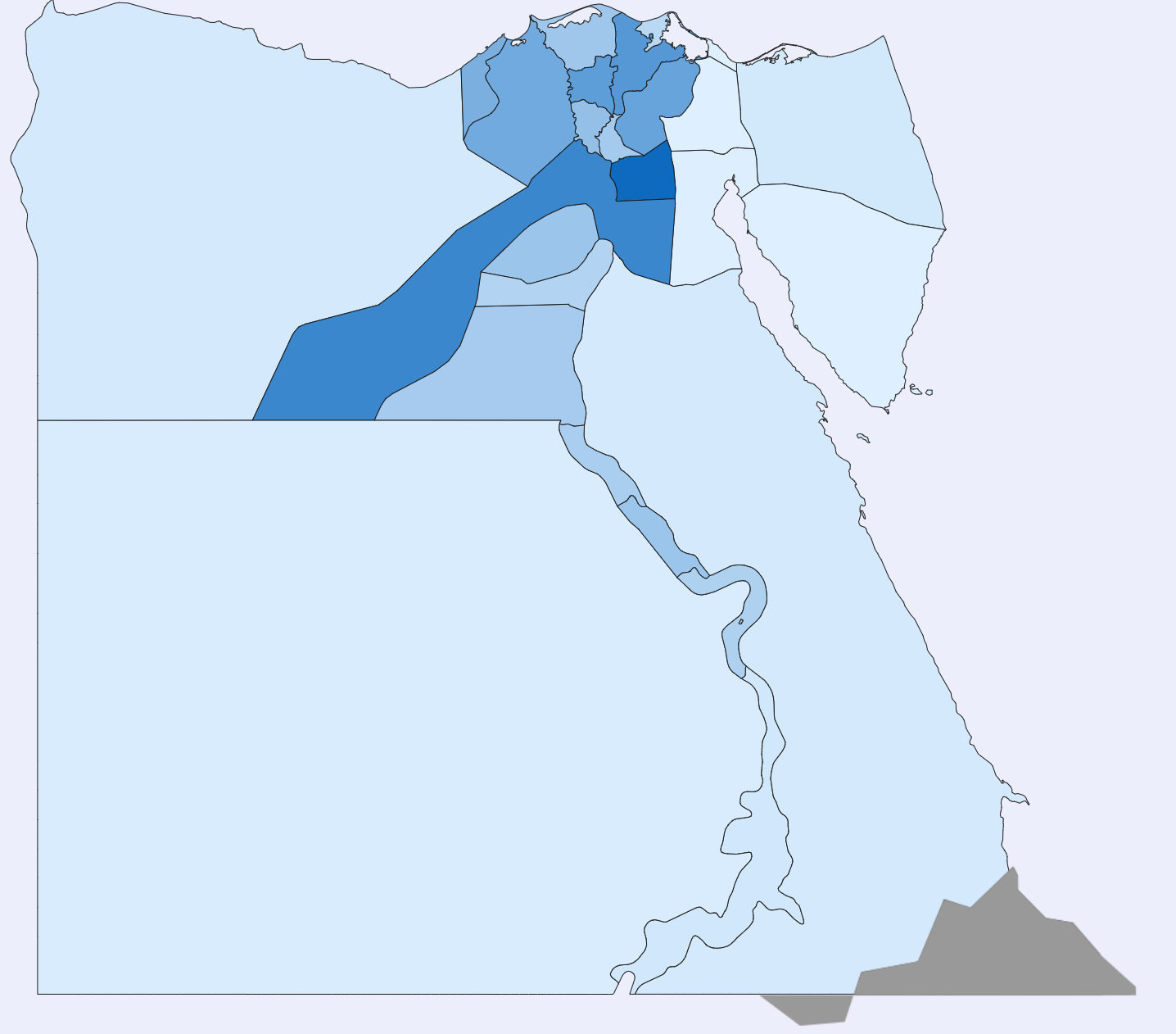 An illustrative map of Egypt for the command center dashboard.