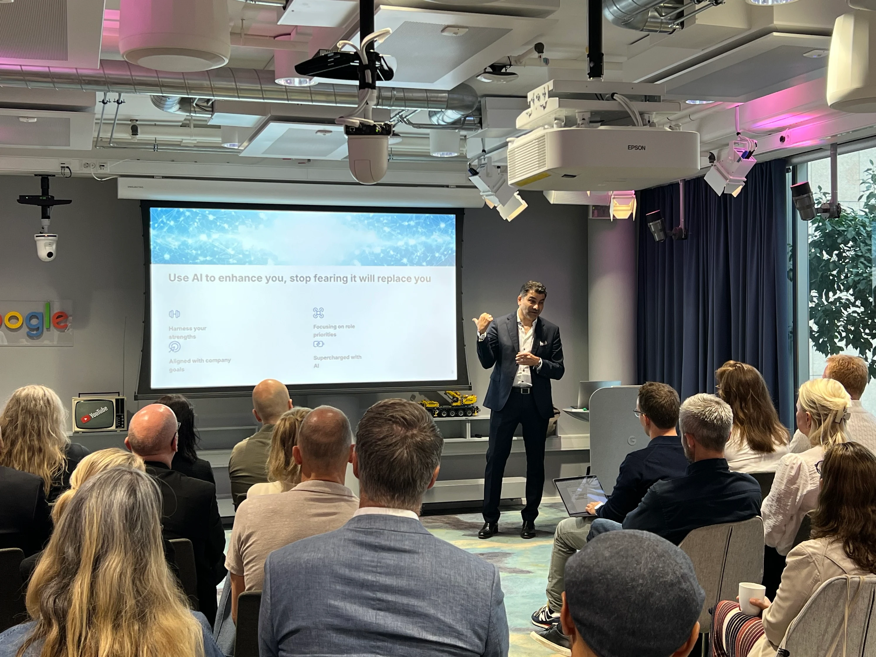 Clint Sookermany speaking at Google event