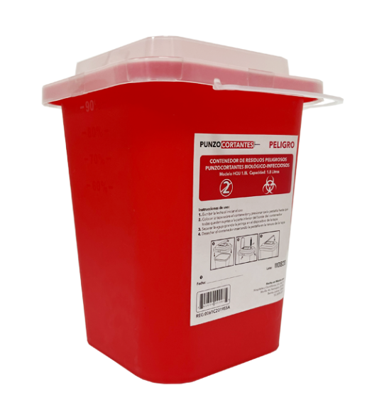Contenedor RPBI punzocortantes 1.8 L