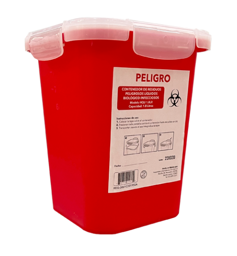 Contenedor Rojo RPBI líquidos 1.8 L