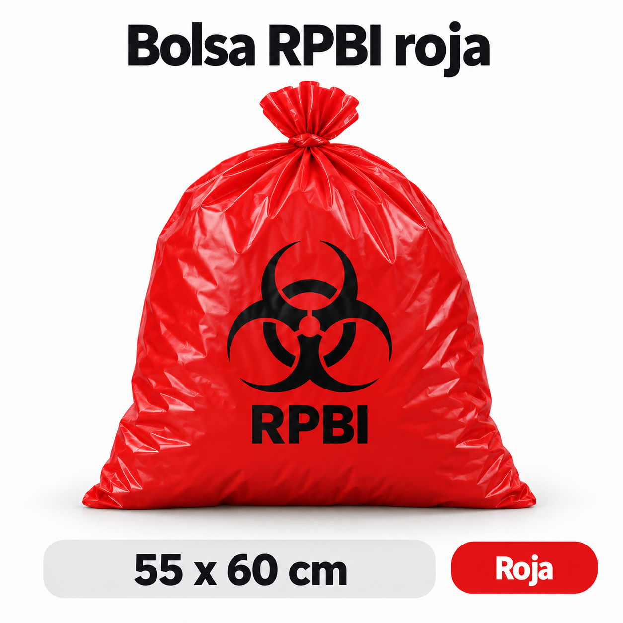 Bolsa RPBI roja 55 x 60 cm (100 pzas.)