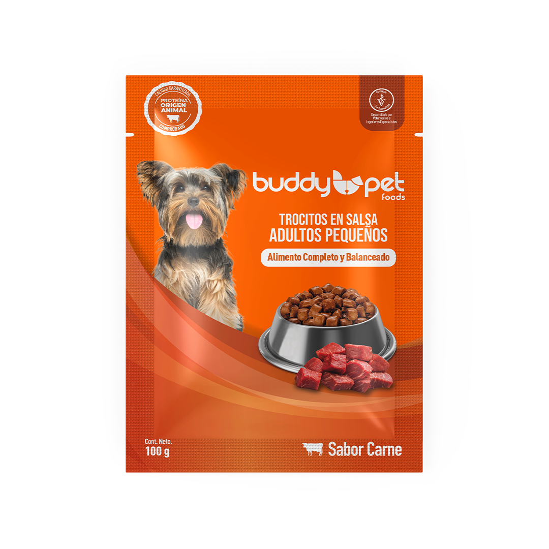 Buddy Pet Perro Raza Pequeña Adulto Carne - Caja 18 Pouches