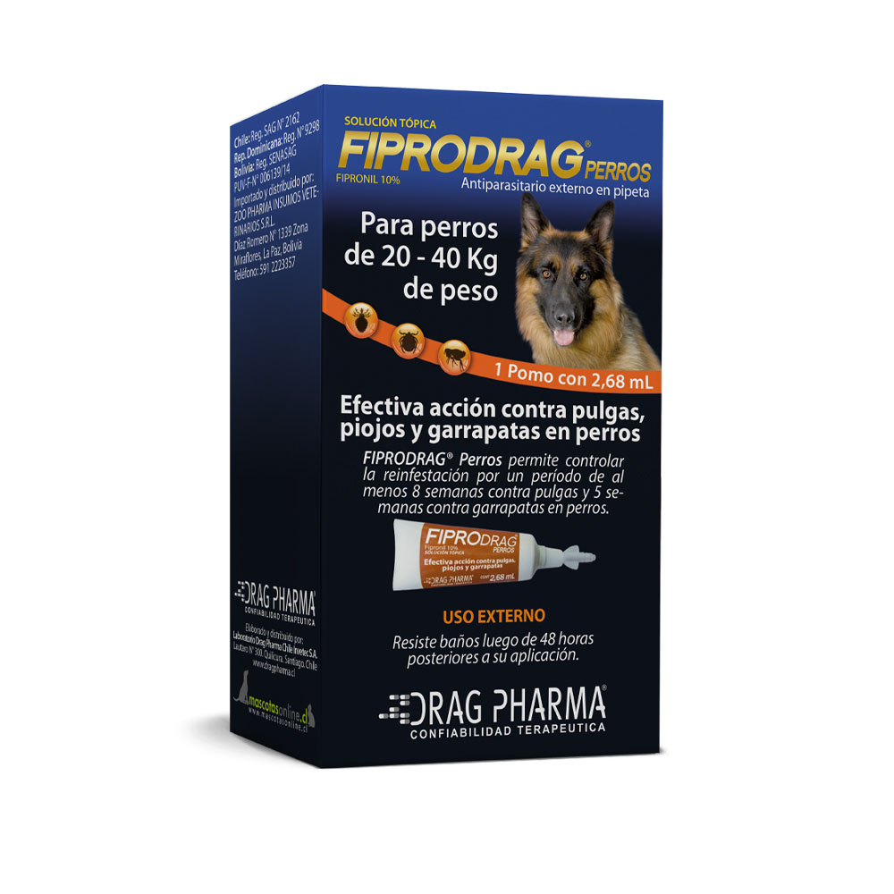 Fiprodrag Perro Raza Grande Antiparasitario Externo (20 a 40 kg) - Pipeta